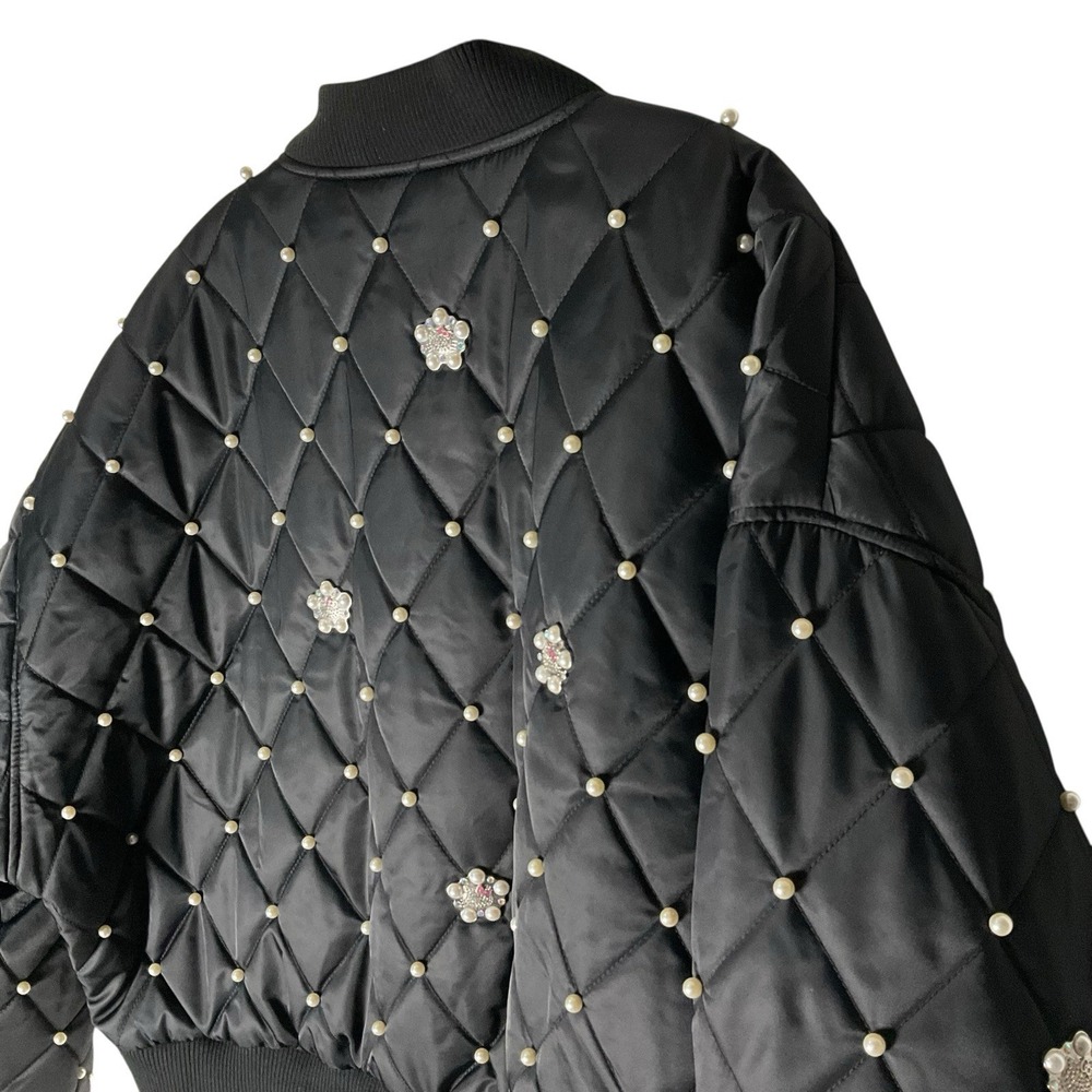 Hello Kitty 50th Anniversary Forever 21 Satin Quilted Bomber Jacket - Picture 7 of 7